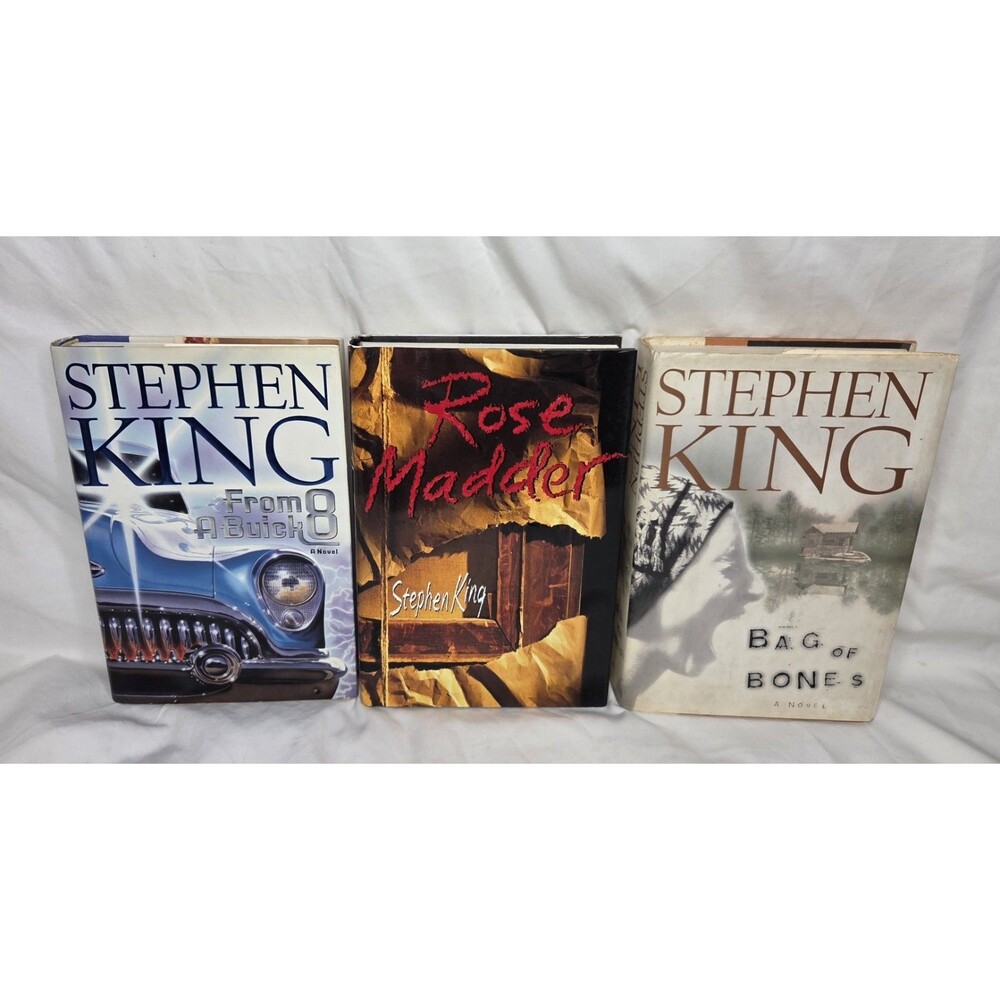 Stephen King Hardcover Rose Madder & From A Buick 8, 1st Editions & Bag of Bones
